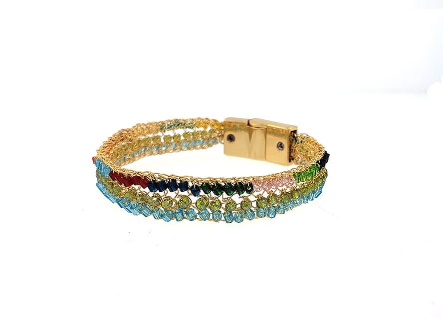 Multicolor & Gold Ziggy Handmade Crochet Bracelet