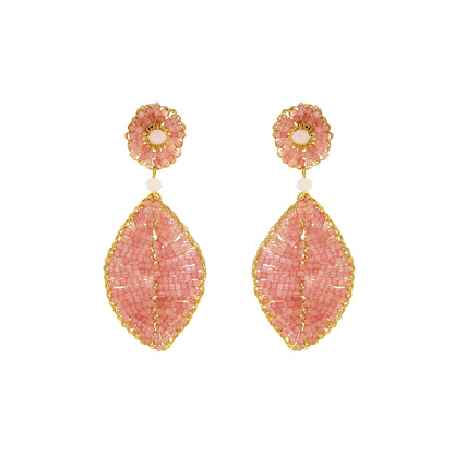 Soft-Pink-Gold-Leaf-Mini-Handmade-Crochet-Earrings-18k-gold-filled-wire-hypoallergenic-lightweight-statement-infinite-love-collection