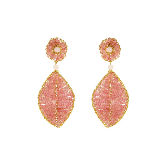Soft-Pink-Gold-Leaf-Mini-Handmade-Crochet-Earrings-18k-gold-filled-wire-hypoallergenic-lightweight-statement-infinite-love-collection