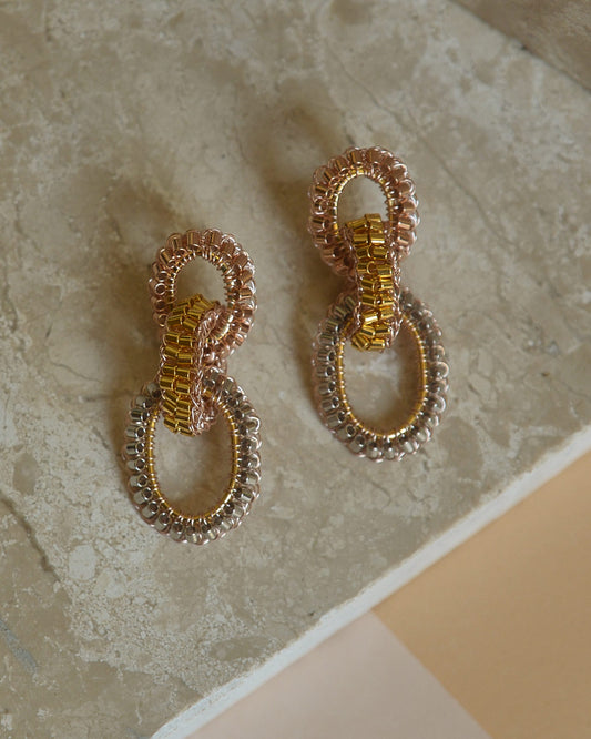 Trio Gold Mix Stevie Handmade Crochet Earrings