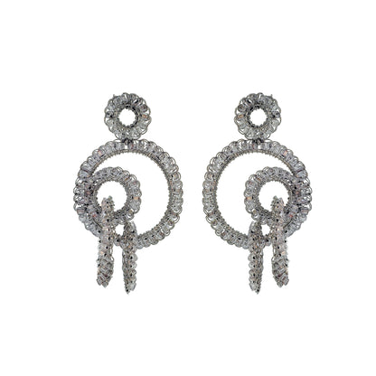 Clear & Silver Clara Handmade Crochet Earrings