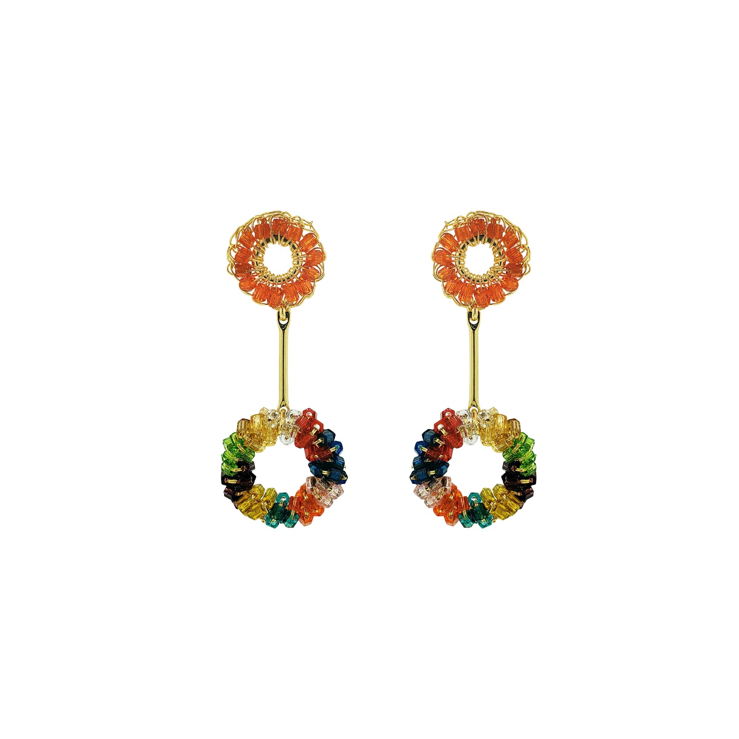 Multi & Gold Bowie Mini Handmade Crochet Earrings