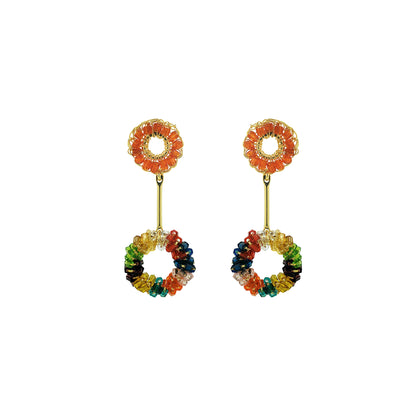 Multi & Gold Bowie Mini Handmade Crochet Earrings
