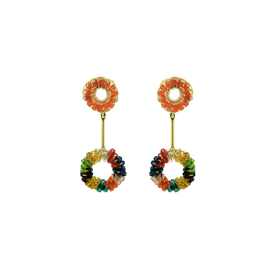 Multi & Gold Bowie Mini Handmade Crochet Earrings