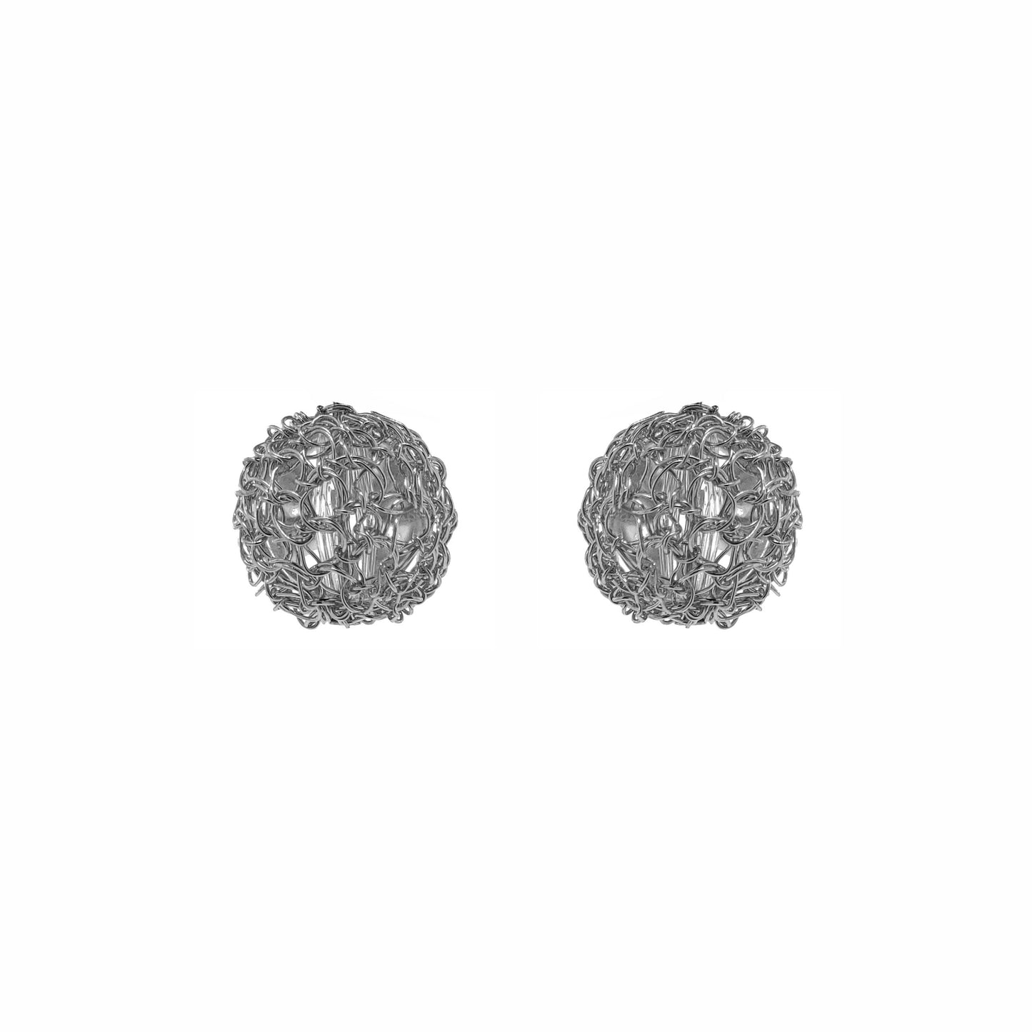 All Silver Dome Post Handmade Crochet Earrings