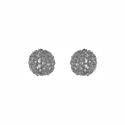 All Silver Dome Post Handmade Crochet Earrings