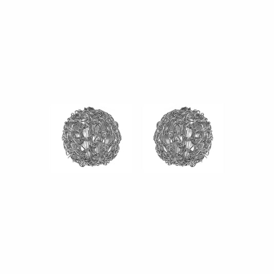 All Silver Dome Post Handmade Crochet Earrings