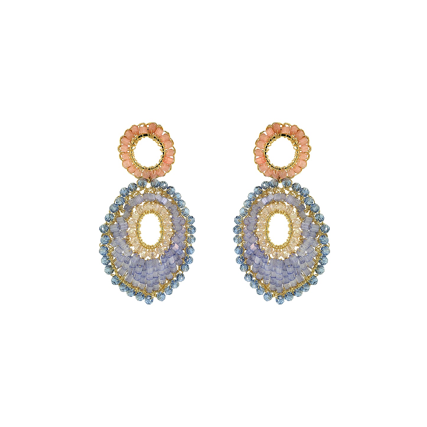 Soft Pink & Blue Mix Ellen Handmade Crochet Earrings