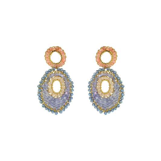 Soft Pink & Blue Mix Ellen Handmade Crochet Earrings