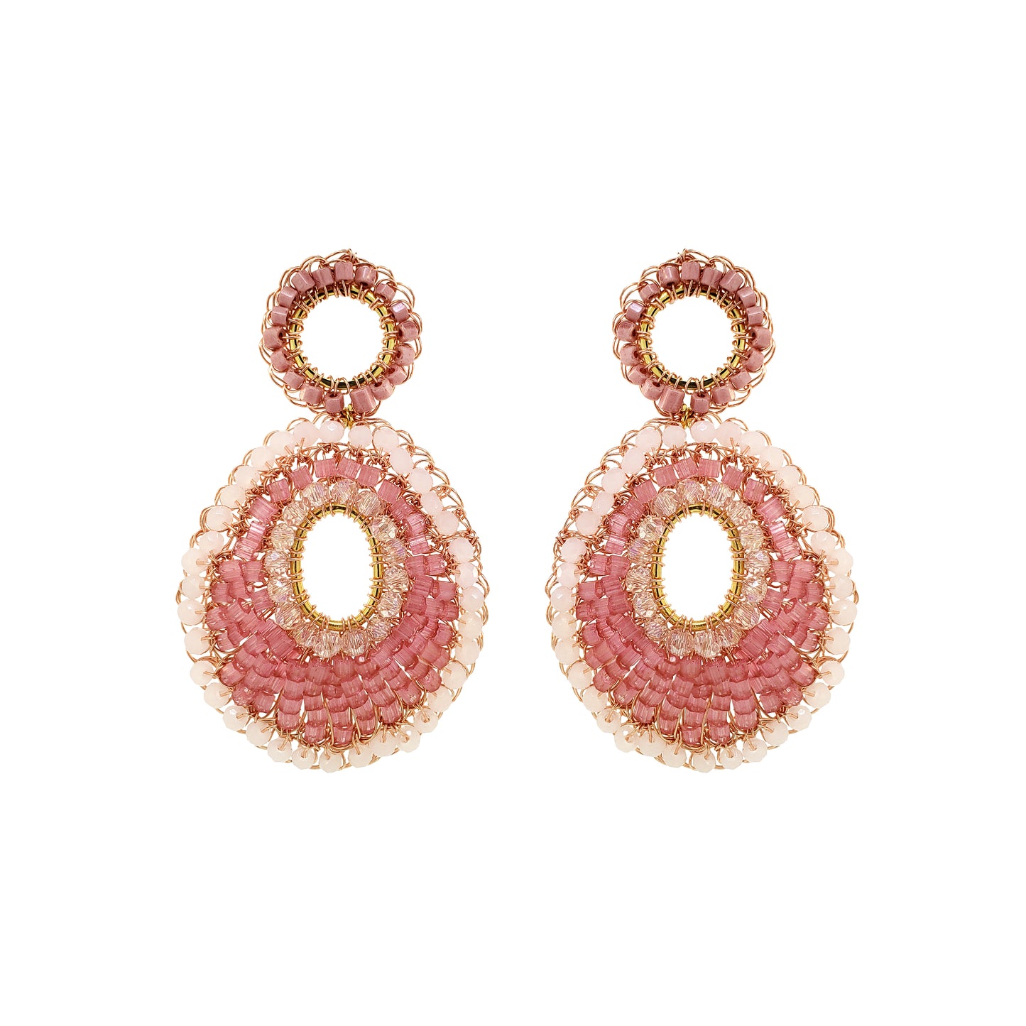 Rose Quartz Mix Ellen Handmade Crochet Earrings