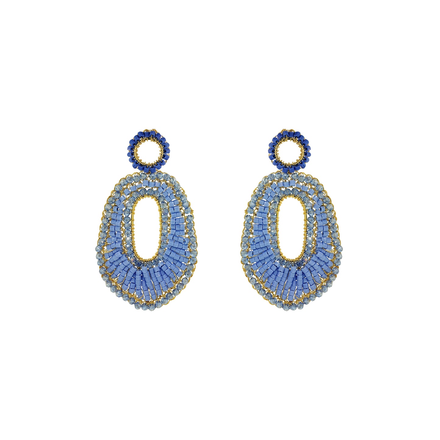 Sky Blue Mix Ellen Maxi Handmade Crochet Earrings handmade-crochet-teardrop-with-unique-design-18k-gold-filled-wire-hypoallergenic-lightweight-statement