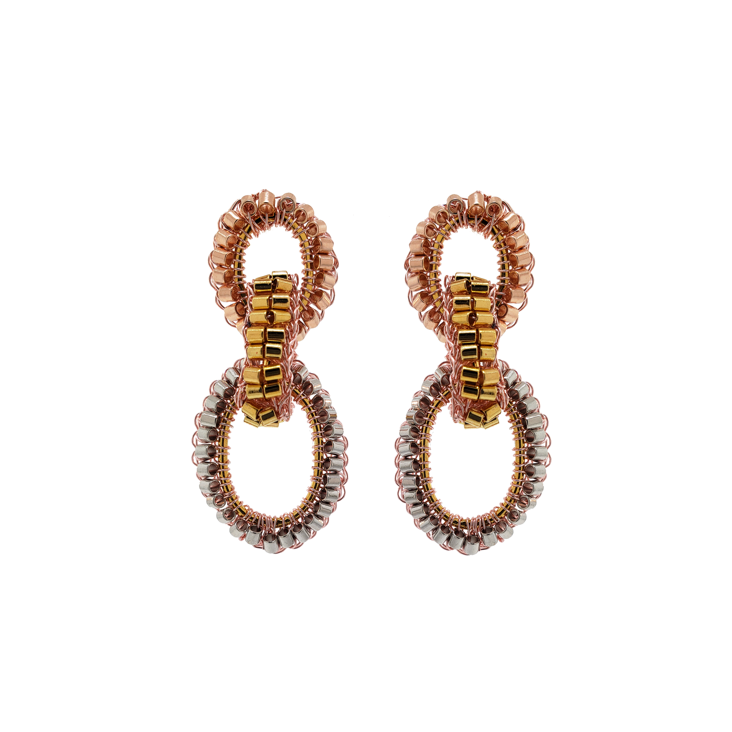 Trio Gold Mix Stevie Handmade Crochet Earrings