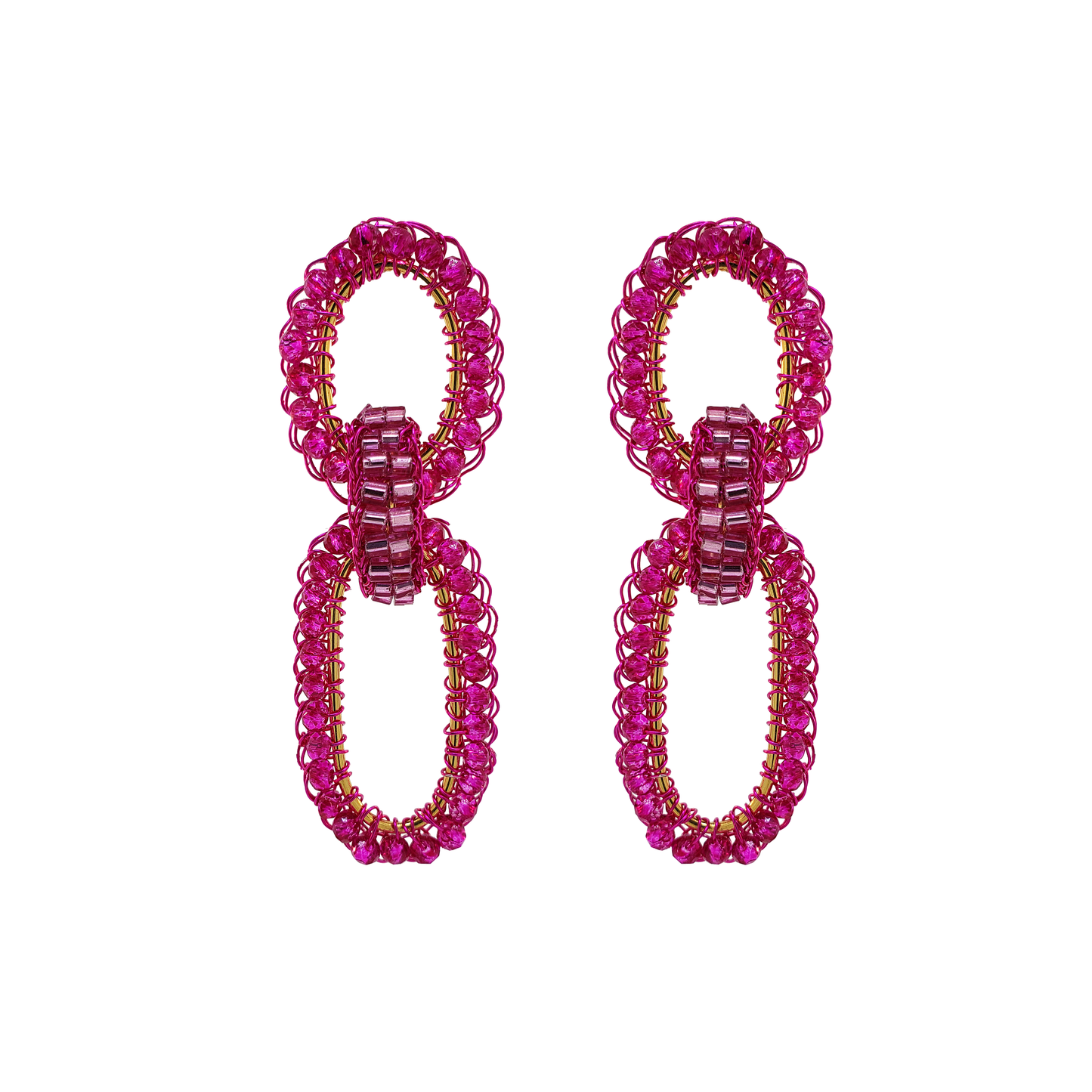Pink Stevie Handmade Crochet Links Earring