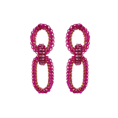 Pink Stevie Handmade Crochet Links Earring
