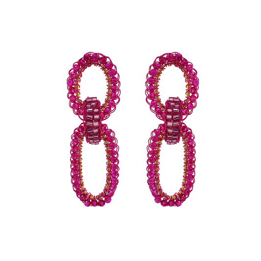 Pink Stevie Handmade Crochet Links Earring