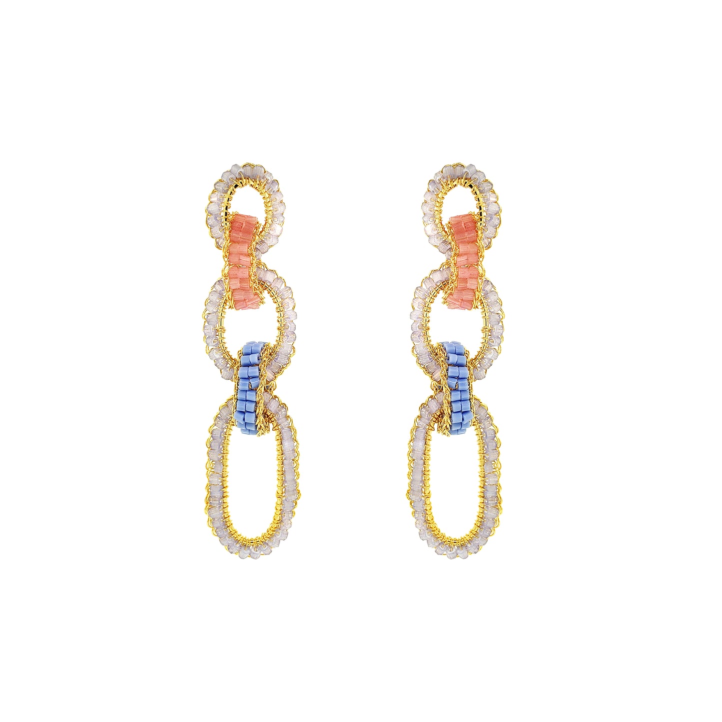 Soft Pink & Blue Mix Stevie Maxi Handmade Crochet Earrings