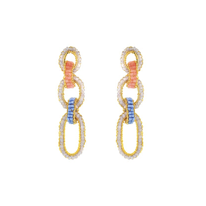 Soft Pink & Blue Mix Stevie Maxi Handmade Crochet Earrings