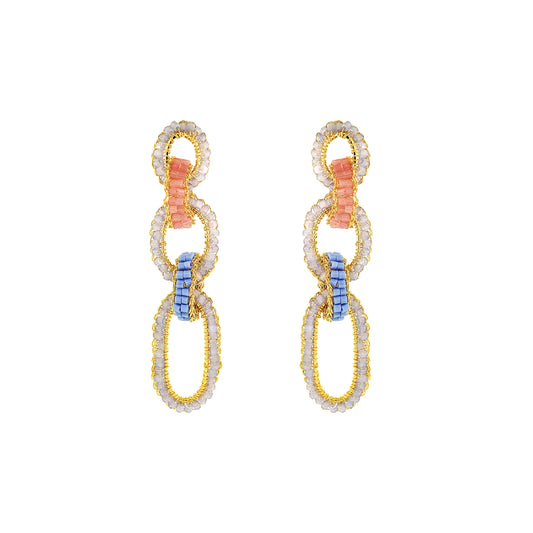 Soft Pink & Blue Mix Stevie Maxi Handmade Crochet Earrings