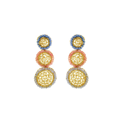 Soft Pink & Blue Mix Patch Trio Handmade Crochet Earrings