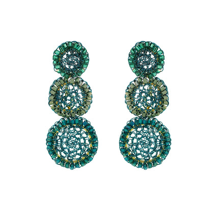 Teal Mix Patch Trio Handmade Crochet Earrings