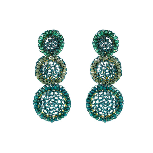 Teal Mix Patch Trio Handmade Crochet Earrings