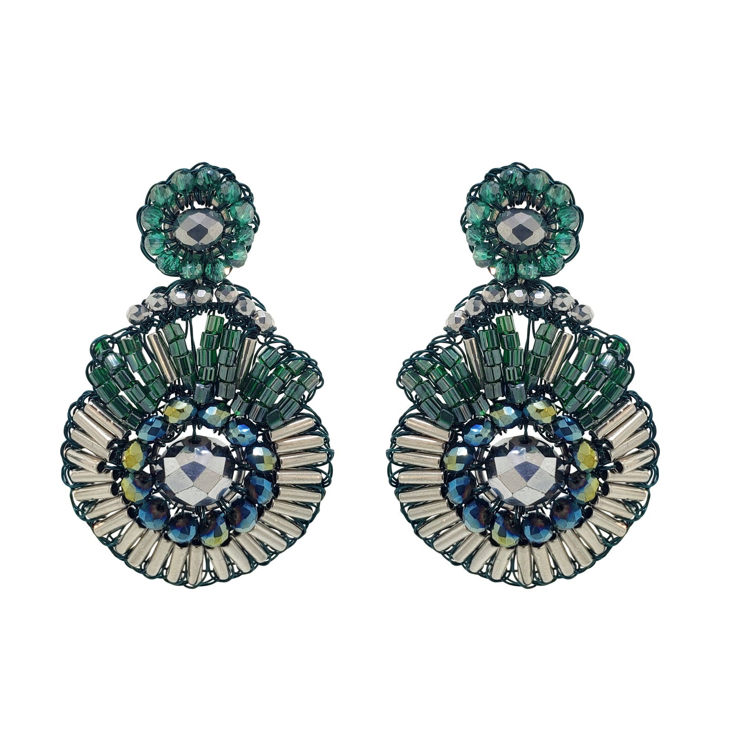 Moss Green Mix Bishop Handmade Crochet Earrings