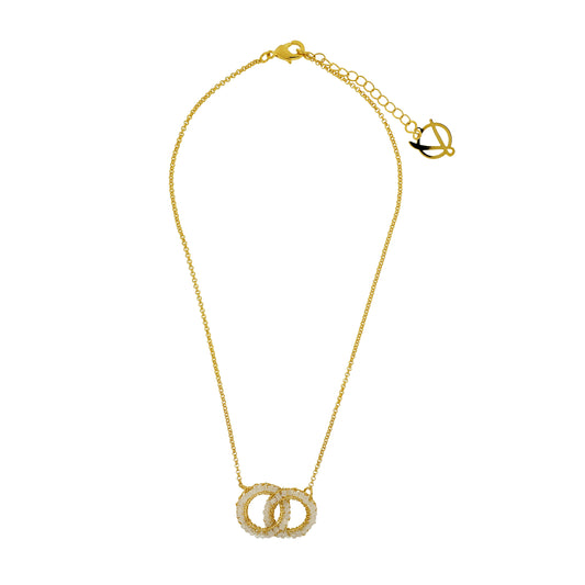 Cream White & Gold Nova Handmade Crochet Necklace