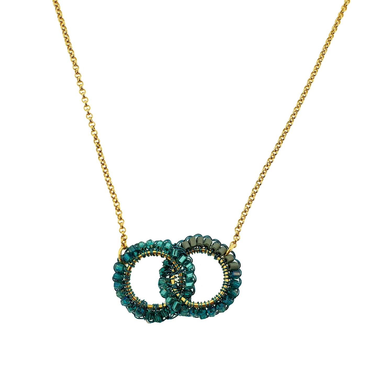 Teal Mix Nova Handmade Crochet Necklace