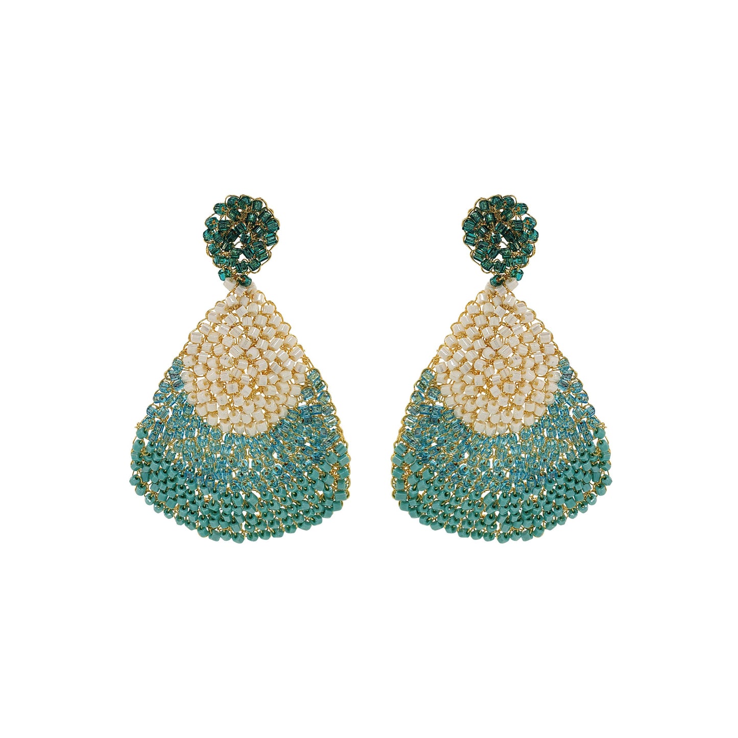 Ocean Teal Mix Delilah Maxi Handmade Earrings