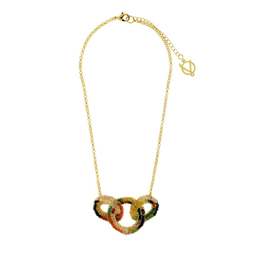 Multicolor & Gold Mix Artemis Handmade Crochet Necklace