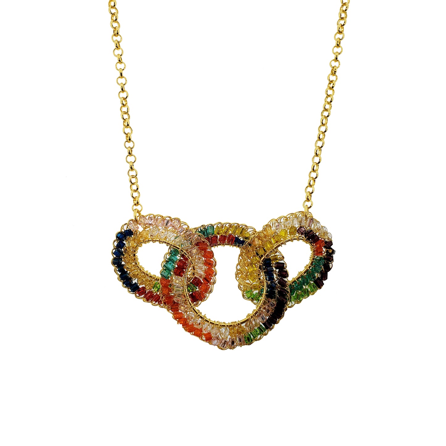 Multicolor & Gold Mix Artemis Handmade Crochet Necklace
