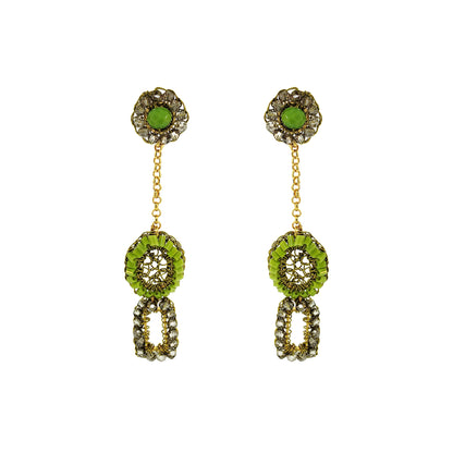 Neon Green Mix Tyche Mini Handmade Crochet Earrings