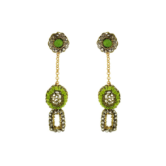 Neon Green Mix Tyche Mini Handmade Crochet Earrings