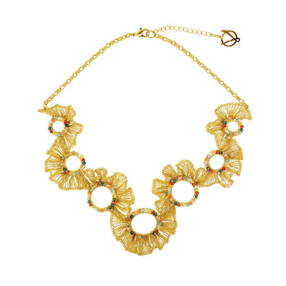 Multi & Gold Gaia Maxi Handmade Crochet Necklace