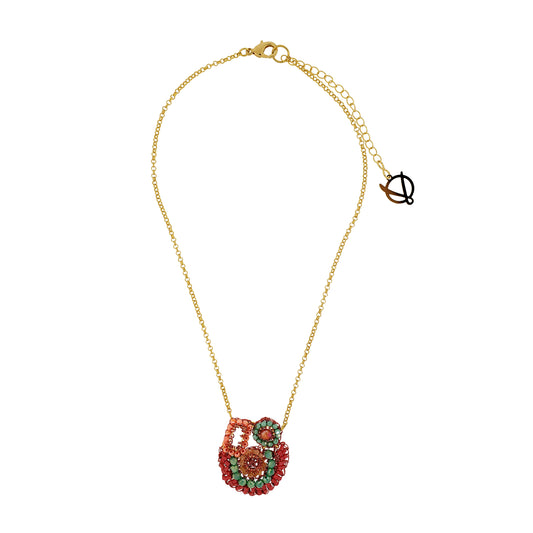 Sunset Coral Mix Althea Handmade Crochet Necklace