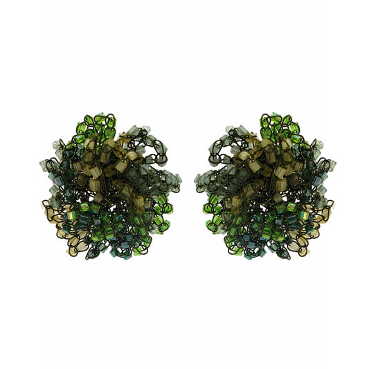Forest Green Mix Ruffled Handmade Crochet Post