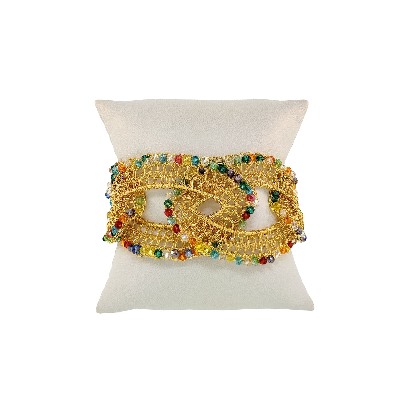 Multicolor & Gold Minerva Handmade Crochet Bracelet
