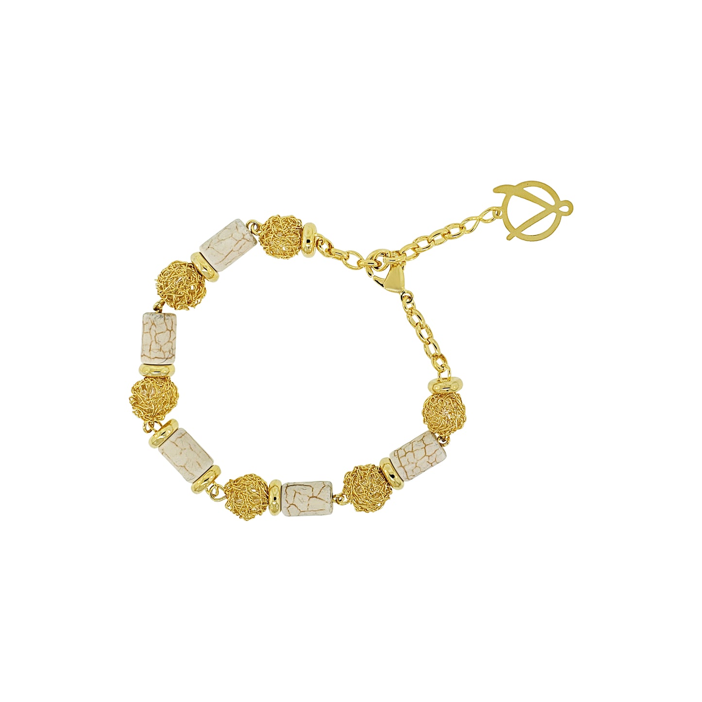 White Howlite Mix Nara Handmade Crochet Bracelet