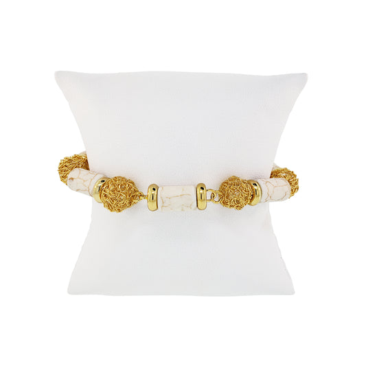 White Howlite Mix Nara Handmade Crochet Bracelet