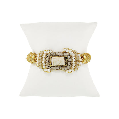 White Howlite Mix Nara Maxi Handmade Crochet Bracelet