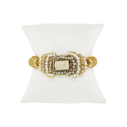 White Howlite Mix Nara Maxi Handmade Crochet Bracelet