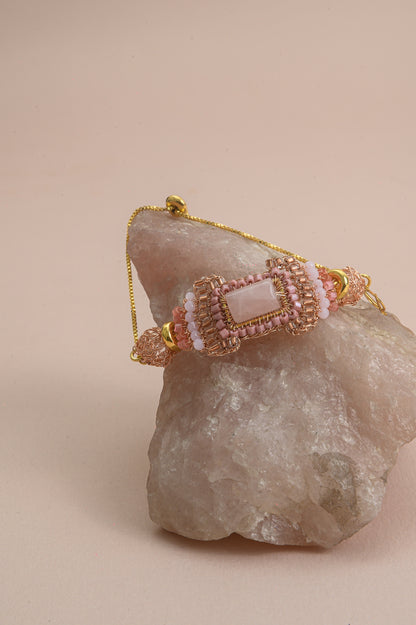 Rose Quartz Mix Nara Maxi Handmade Crochet Bracelet