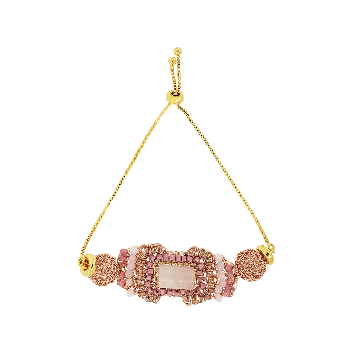 Rose Quartz Mix Nara Maxi Handmade Crochet Bracelet