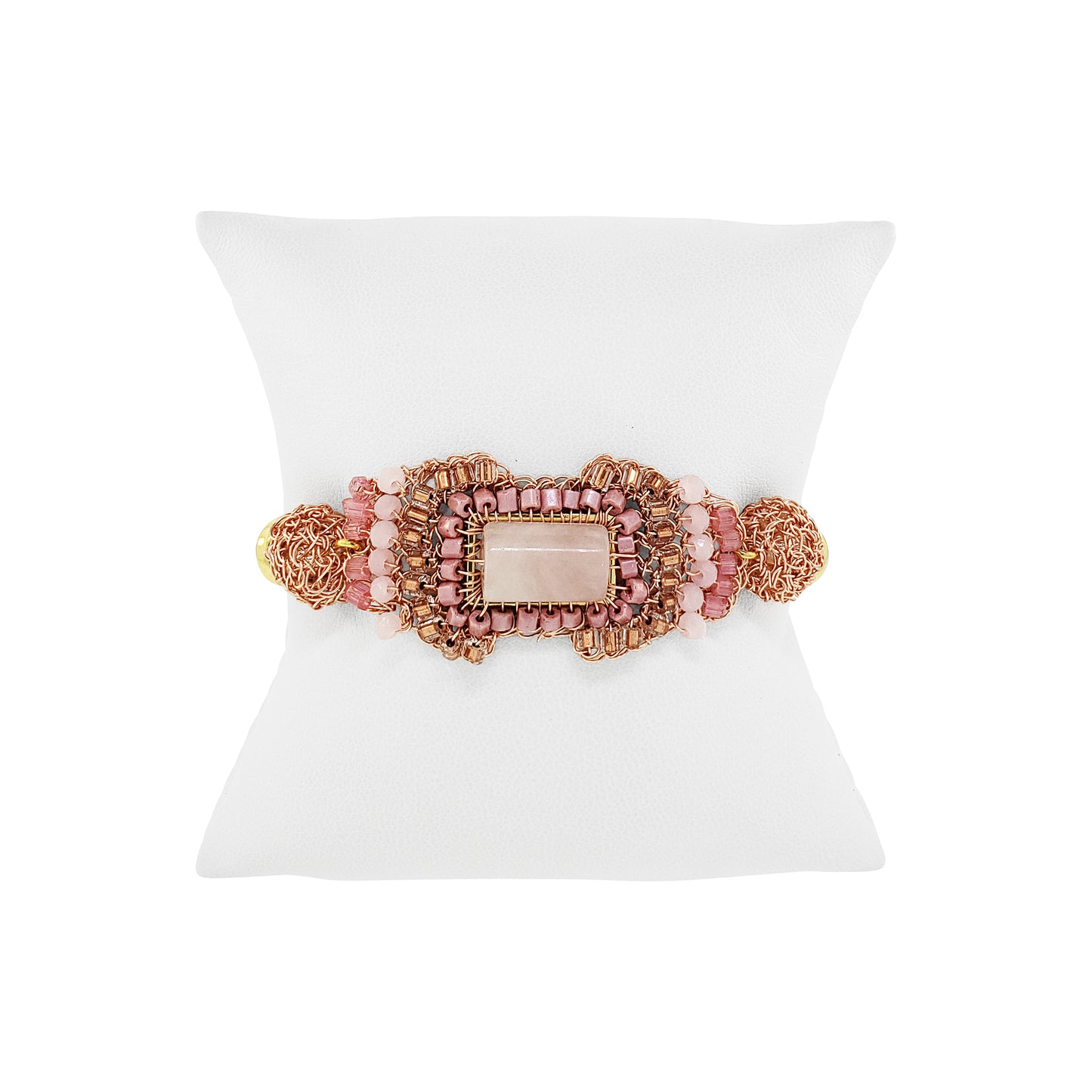 Rose Quartz Mix Nara Maxi Handmade Crochet Bracelet