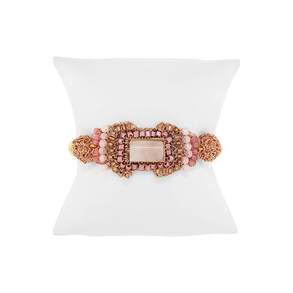 Rose Quartz Mix Nara Maxi Handmade Crochet Bracelet