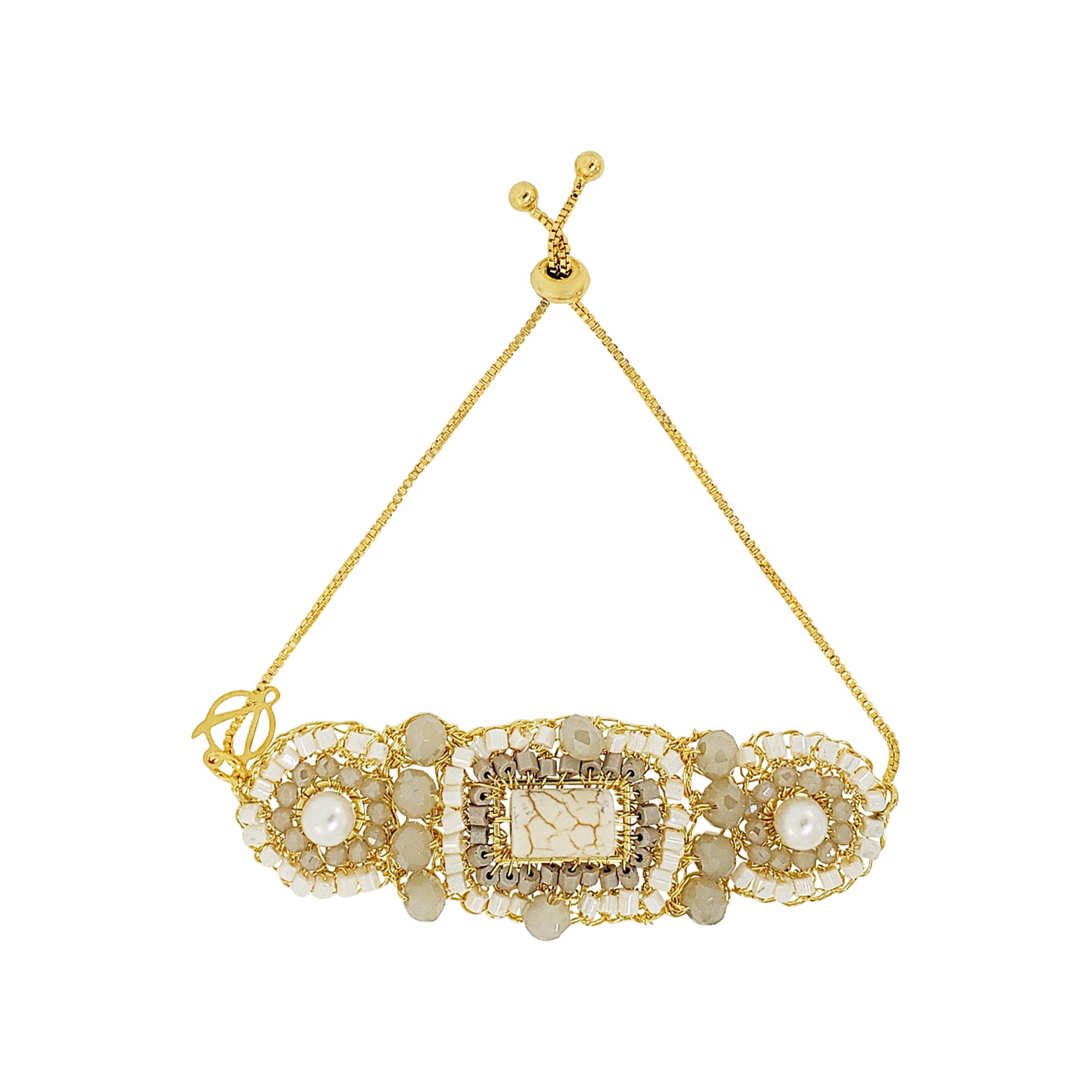 White Howlite Mix Elara Handmade Crochet Bracelet