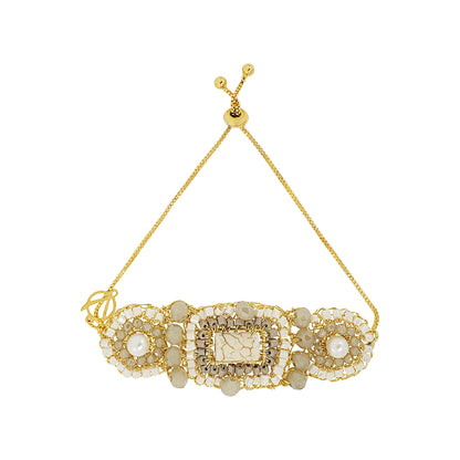White Howlite Mix Elara Handmade Crochet Bracelet