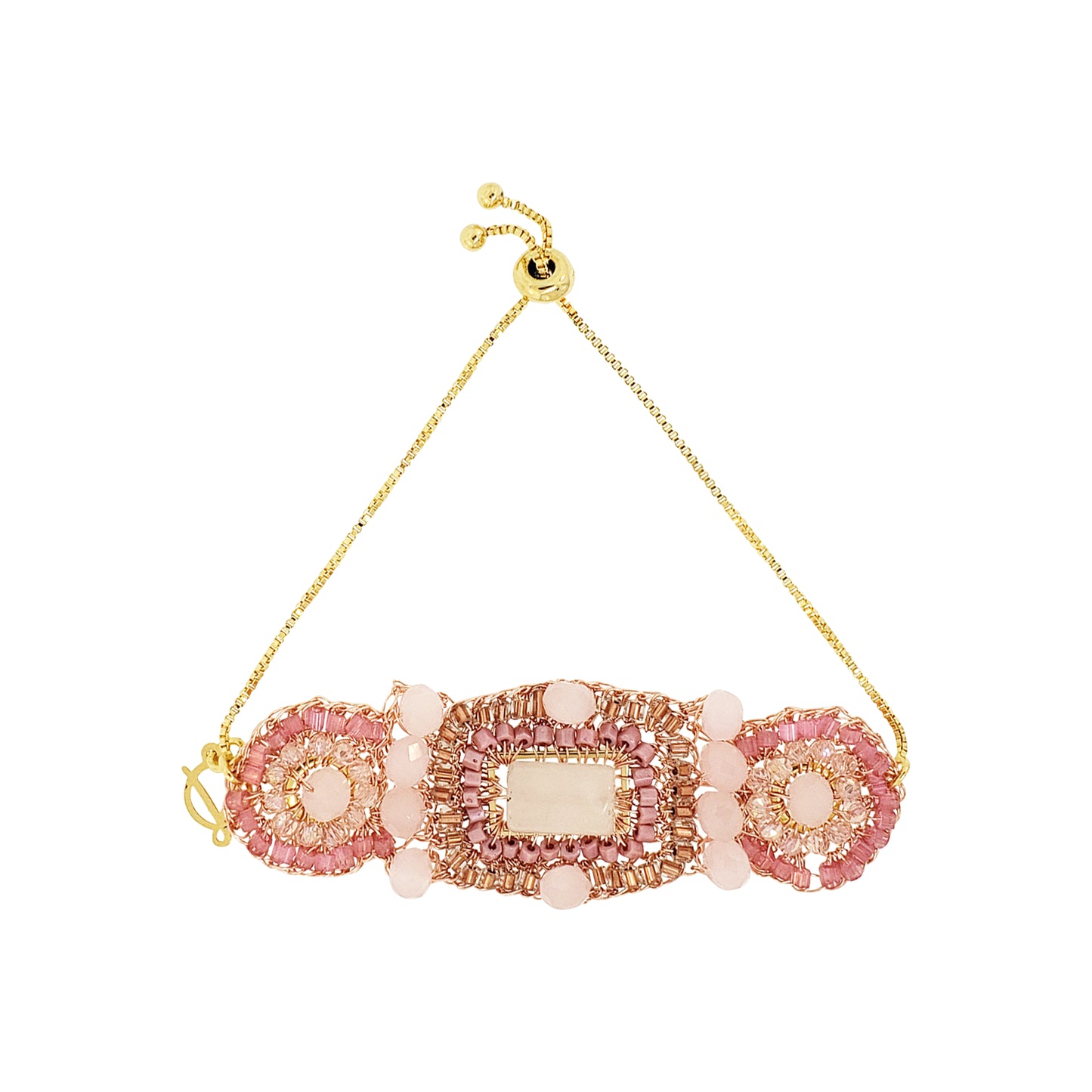 Rose Quartz Mix Elara Handmade Crochet Bracelet