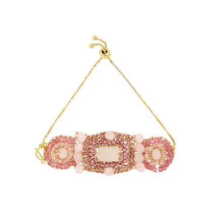 Rose Quartz Mix Elara Handmade Crochet Bracelet
