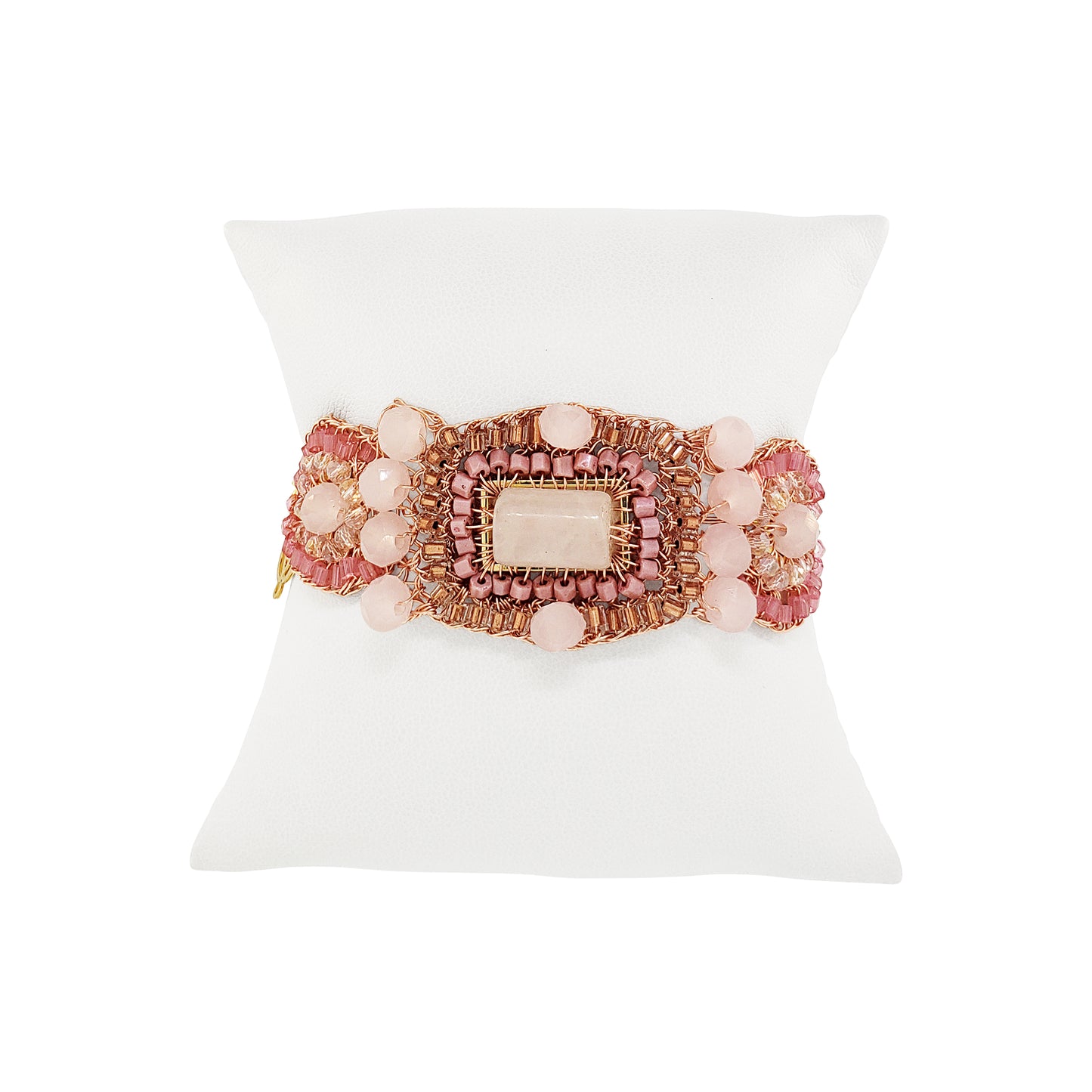 Rose Quartz Mix Elara Handmade Crochet Bracelet